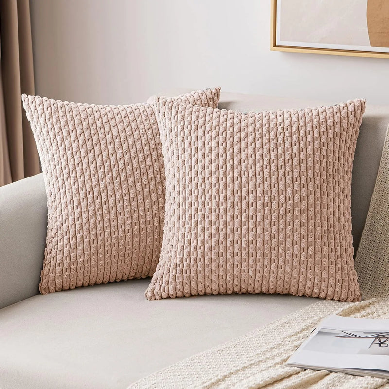 Axyaa 18x18 Corduroy Throw Pillows for Sofa, Bed & Living Room
