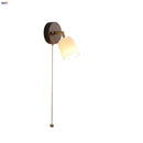 Axyaa Walnut Wood LED Wall Lights Bedroom Reading Lamp Glass Rotate White