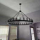 Axyaa Black Metal Chandelier Lighting for Living Room Loft, LED Pendant Lights for Villa Stairs