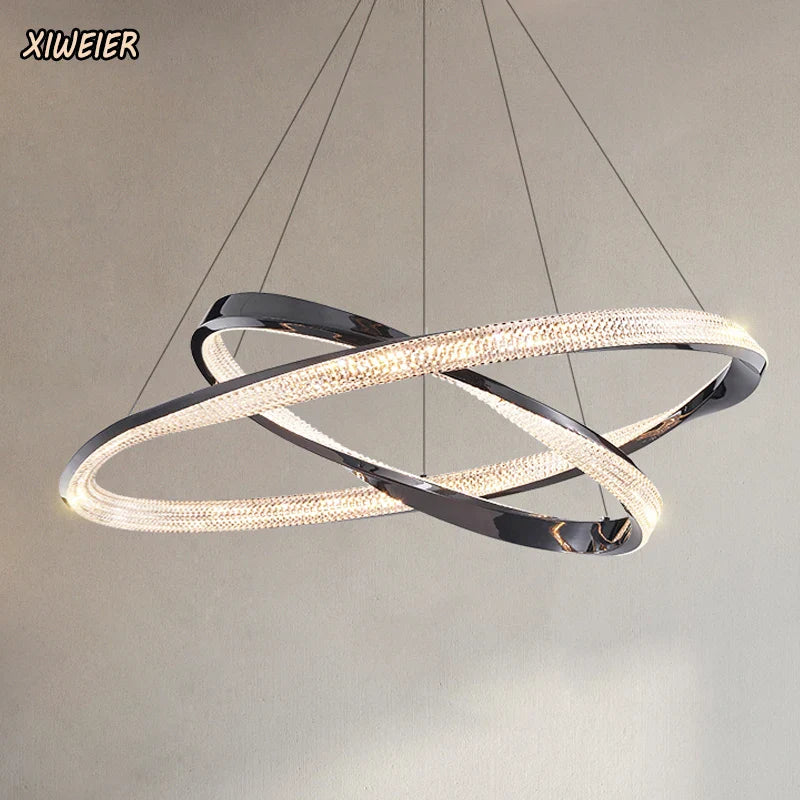 Axyaa Modern Circular Pendant Lamp for Living, Dining, Bedroom - Italian Light Luxury