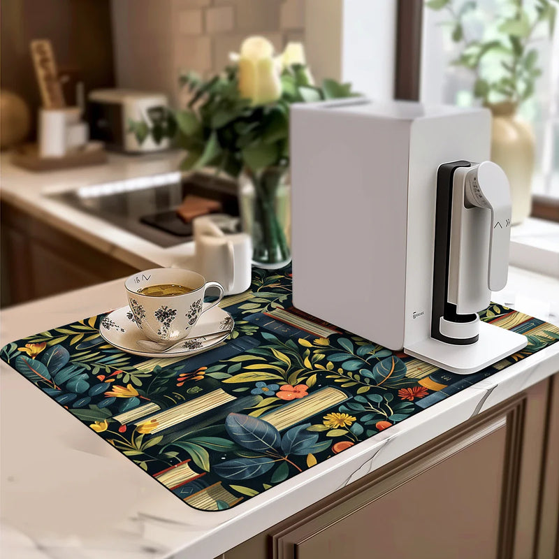 Axyaa Watercolor Drain Pad: Non-slip Dish Drying Mat for Kitchen Counters