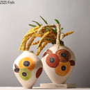 Axyaa Ceramic Vase with Artificial Flowers: Table Decoration Room Aesthetic Décor