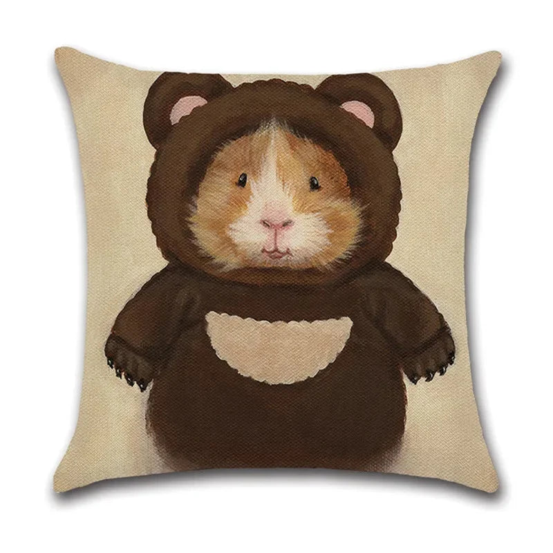 Axyaa Cartoon Mouse Linen Pillowcase for Home Party and Car Decor
