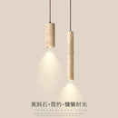 Axyaa Wood Long Tube Pendant Lamp, Japanese Style Bedroom Chandelier with Modern Retro Flair