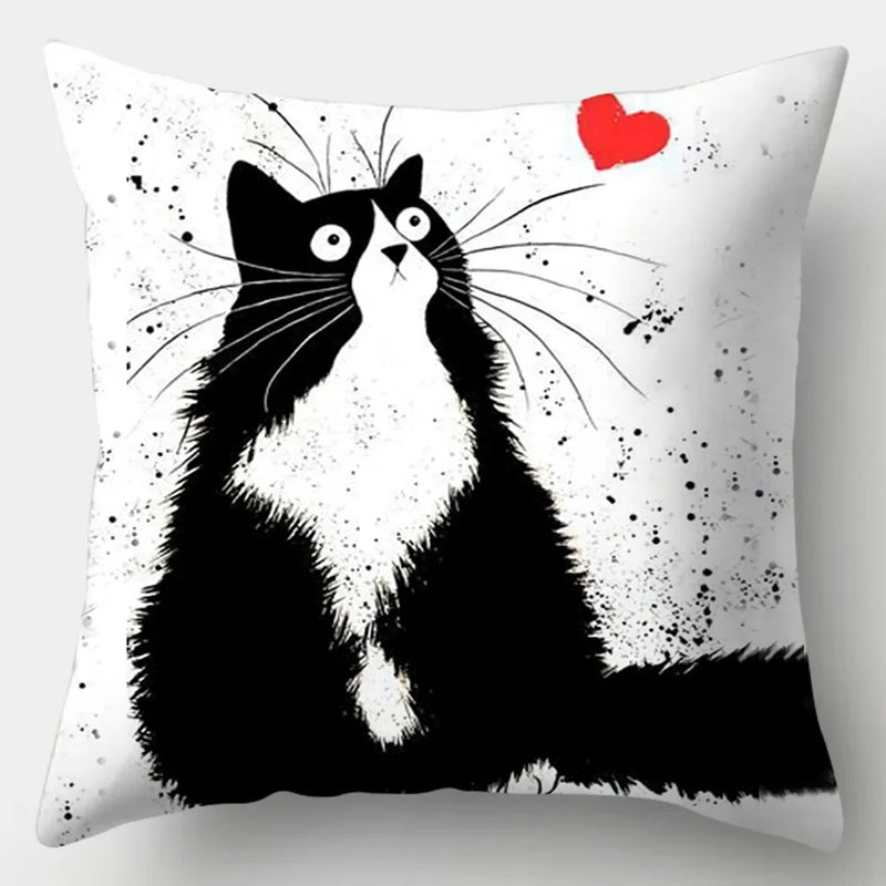 Watercolor Cat Pillowcase by Axyaa - 45cmX45cm Square Sofa Pillow - Loving Cat Design