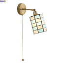 Axyaa Blue & White Glass Industrial LED Wall Sconce for Bathroom, Mirror & Stairway