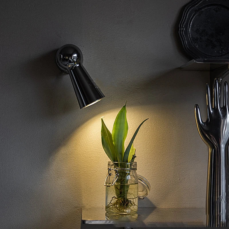 Axyaa Chrome Metal Wall Light Warm Light 3000K Bedroom Reading Sconce Lamp