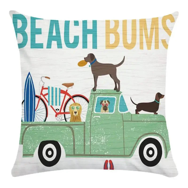 Funny Dog Driving Pattern Cushion Cover - Axyaa Decorative Pillow Case