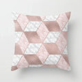 Pink Glitter Letter Flower Geometric Cushion Cover by Axyaa