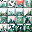 Axyaa Tropical Plant Green Leaves Cactus Pillowcase Living Room Sofa Cushion Cover
