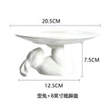 Axyaa Rabbit Ceramic Cake Plate: White Round Dinner Dish, Cute Animal Fruit Snack Plate