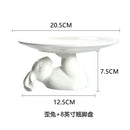 Axyaa Rabbit Ceramic Cake Plate: White Round Dinner Dish, Cute Animal Fruit Snack Plate