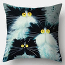 Watercolor Cat Pillowcase by Axyaa - 45cmX45cm Square Sofa Pillow - Loving Cat Design