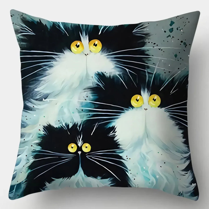 Watercolor Cat Pillowcase by Axyaa - 45cmX45cm Square Sofa Pillow - Loving Cat Design