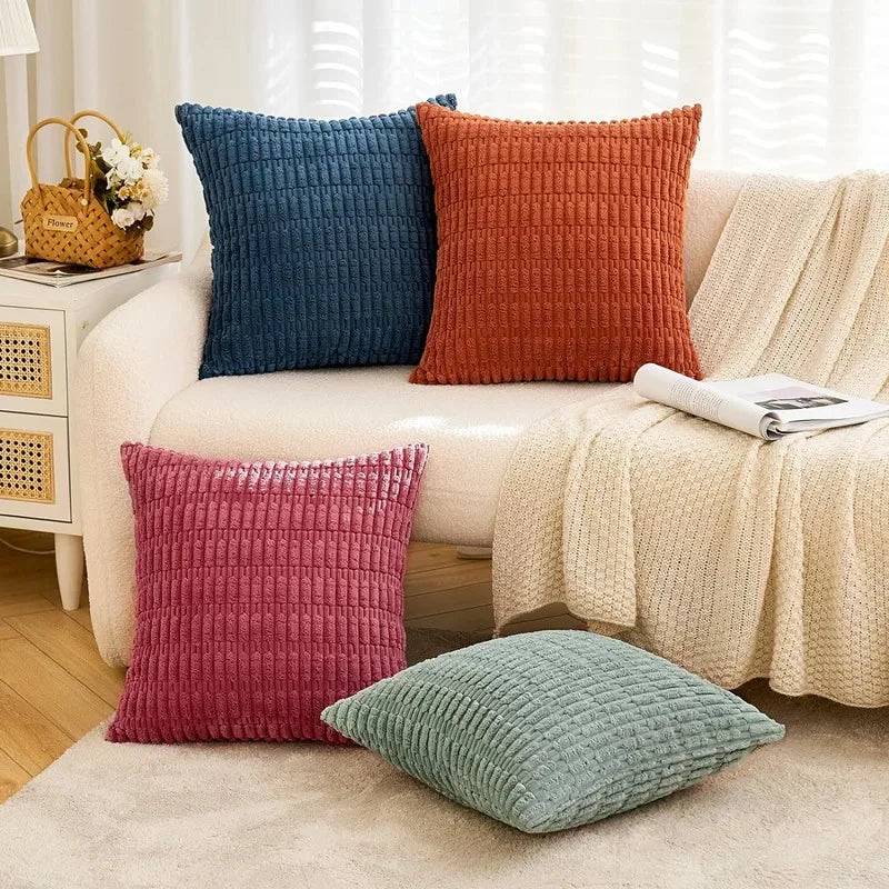 Axyaa Soft Striped Corduroy Throw Pillow Covers in 45x45cm