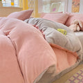 Axyaa Milk Velvet Winter Queen Duvet Cover Set, Soft & Cozy Coral Fleece Quilt