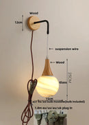 Axyaa Walnut Wood LED Wall Lamp with Pull Chain Switch