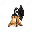 Axyaa Wrought Iron Glass Wall Lamp - Retro LED Decorative Lighting for Bedroom, Living Room