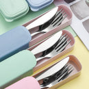 Axyaa Stainless Steel Cutlery Set with Storage Box: Fork, Spoon, Knife, Chopstick - 4pcs