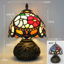 Axyaa Red Rose Stained Glass Table Lamp 8" - Bedroom Living Room Home Office