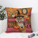 Axyaa Whimsical Animals Cushion Cover: Fox, Rabbit, Tiger, Bird Pattern for Sofa, Bedroom, Car