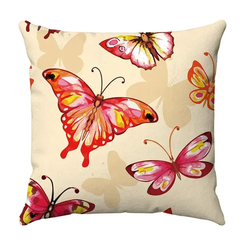 Axyaa Butterfly Print Cushion Cover 45x45cm - Farmhouse Stylish Home Decor Pillow Cover