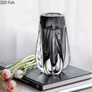 Axyaa Gray Glass Vase Hydroponics Desk Decoration Floral Vases Room Aesthetic Decor