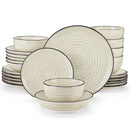 Axyaa Handpainted Spiral Ceramic Dinnerware Set in Beige - 24/48 Piece