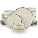 Axyaa Beige Spiral Ceramic Dinnerware Set - 24/48 Piece Dinner Plates, Dessert, Soup, Bowl