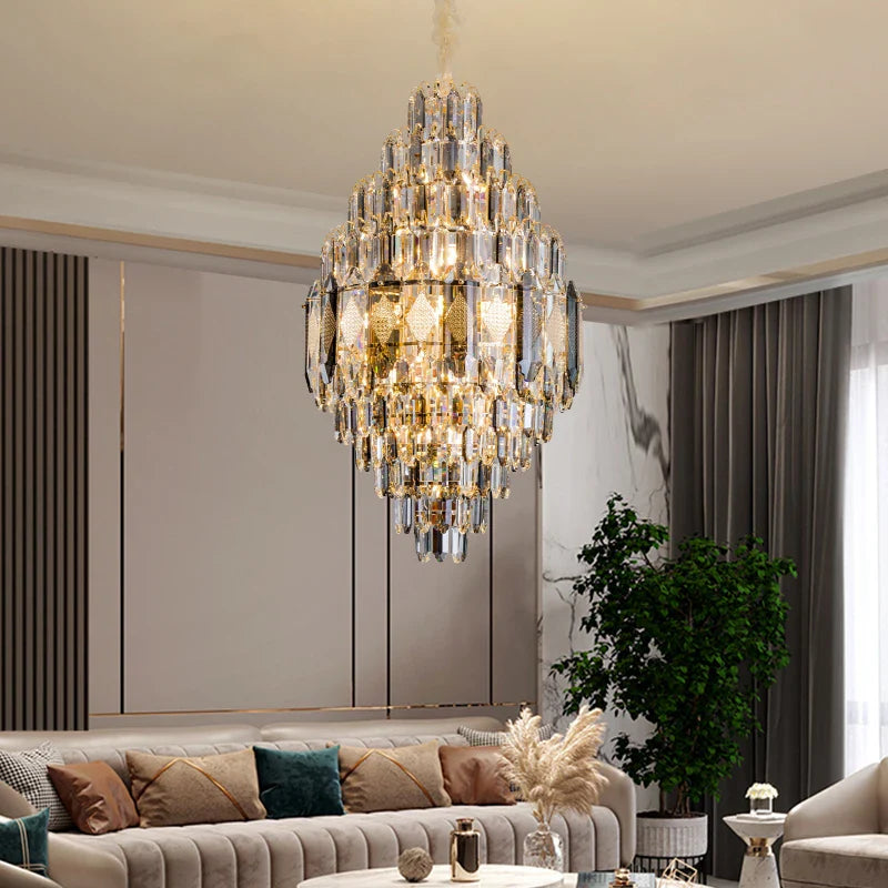 Axyaa Crystal Chandelier for Luxe Living - Large, Elegant, and Modern Residence Lighting