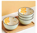 Axyaa Daisy Ceramic Rice Bowls Set