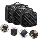 Axyaa Diamond Check Makeup Case: Large Waterproof Cosmetic Box for Travel.