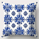 Axyaa Blue & White Patterned Sofa Cushion Covers Set, 17.7" Single-Sided Print