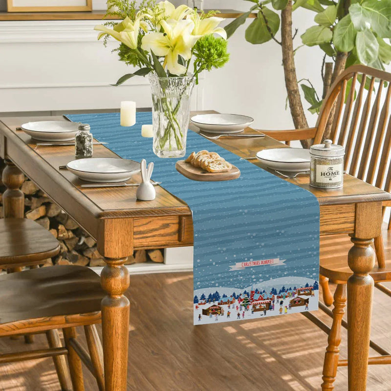 Axyaa Christmas Farmhouse Table Runner Holiday Decor Party Wedding