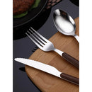 Axyaa Wood Grain Stainless Steel Silverware Set for 8 - 40 Piece Cutlery Utensils