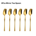 Axyaa 24-Piece Gold Stainless Steel Cutlery Set Flatware Knife Fork Spoon Mirror Matte