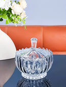 Axyaa Crystal Glass Bowl with Lid, Fruit Plate, Candy Jar, Melon Seed Box