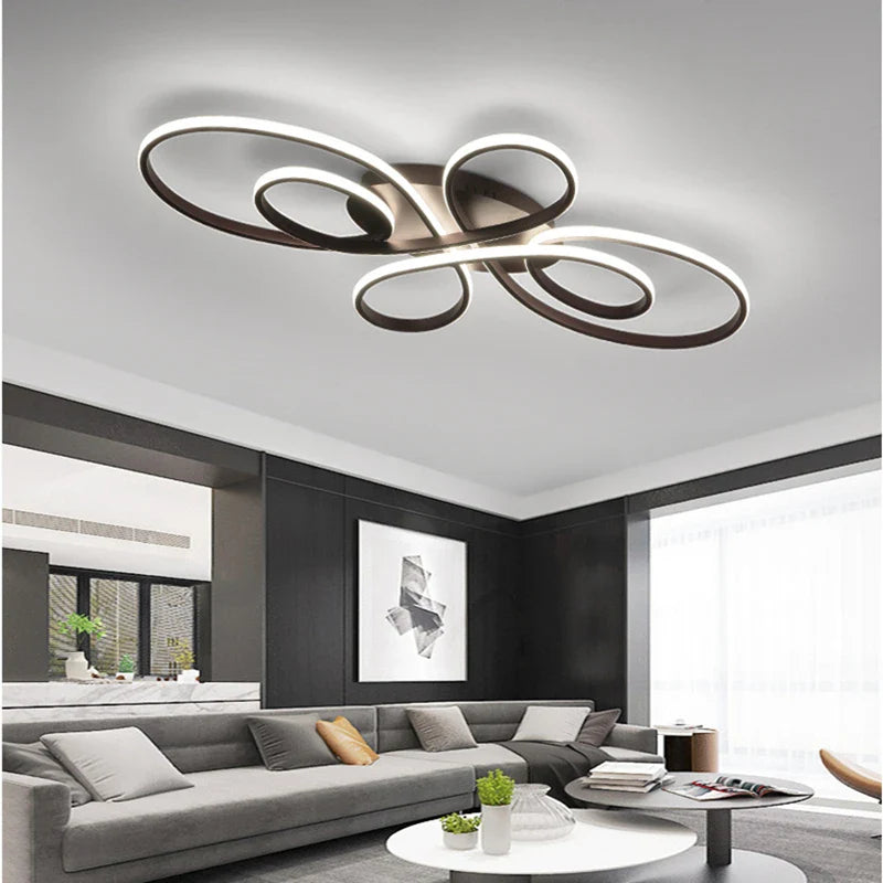 Nordic LED Ceiling Light Remote Control Chandelier for Living Room Bedroom in White/Black