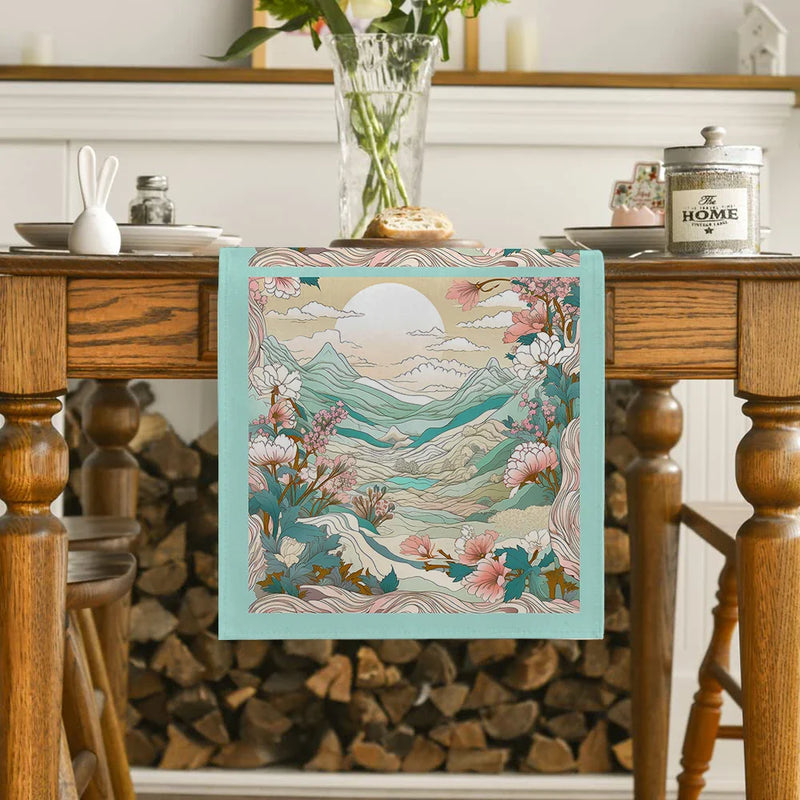 Axyaa Floral Table Runner for Kitchen Dining Room Holiday Party Decoration