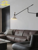Axyaa Adjustable Long Pole Swing Arm LED Wall Lamp for Home Decor