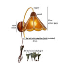 Axyaa Glass Flower LED Wall Light Bedroom Vintage Pull Chain Switch Bedside Sconce