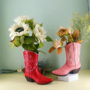 Axyaa Cowboy Cowgirl Boot Vase - Unique Resin Flower Pot Home Decor
