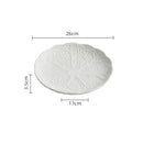 Axyaa Ceramic Cabbage Texture Plate Set - White Specialty Tableware