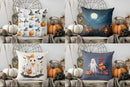 Axyaa Halloween Pillow Cover - Ghosts & Hats, Pumpkins Design for Sofa, Bedroom, Car
