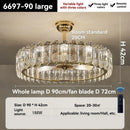 Axyaa Crystal Ceiling Fan Chandelier: Modern Bedroom Fan Light, Silent Design