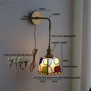 Axyaa Gold Brass LED Wall Lights Colorful Glass Kids Bedroom Luxury Wall Lamp