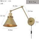 Axyaa Gold Black Metal Vintage Wall Light with Switch and E27 Bulb