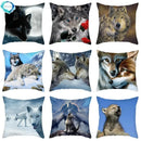 Wild Wolf Print Pillow Cases by Axyaa: Animal Cushion Cover for Home Sofa Decor