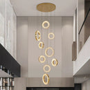 Axyaa Crystal Stair Chandelier: Modern LED Ceiling Light for Living Room