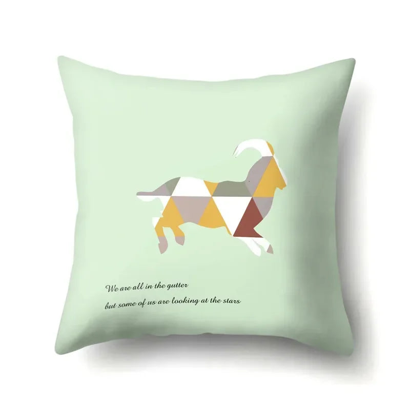 Axyaa Woodland Animal Cushion Cover: Bear Deer Pillow Case for Home Decor